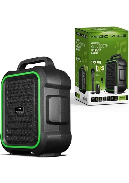 Magicvoice MV-2016 Usb-Sd-Bt 1 El + 1 Yaka Mikrofonlu 175W Taşınabilir Şarjlı Hoparlör Anfi