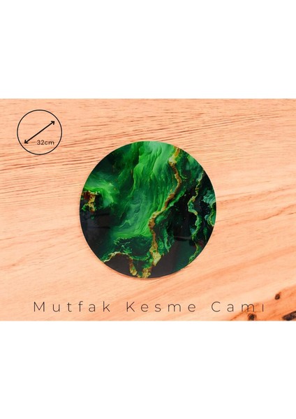Cam Kesme Tahtası* Mutfak Tahtası 32CM Mermer Yeşil Altın Görünümlü modelleri