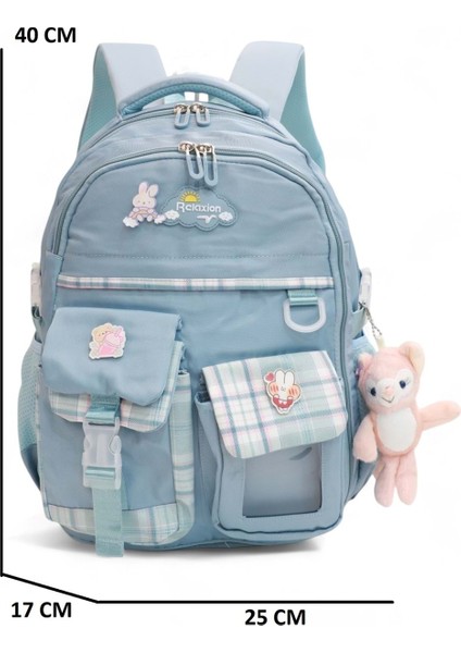 Relaxion 2174-1450 Ithal Kore Tarzı Unisex Çocuk Ilkokul Sırt Çantası - NKT02174-MAVI-TEKEBAT