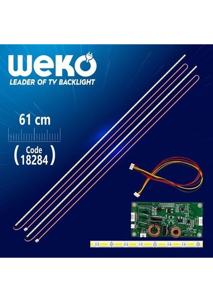 55'' Universal E-Led 69 Ledli (7020) 610MM 360-450MA 72-75V Çift Led+Sürücü+Kablo Takım WK-0367 Tv LED Bar