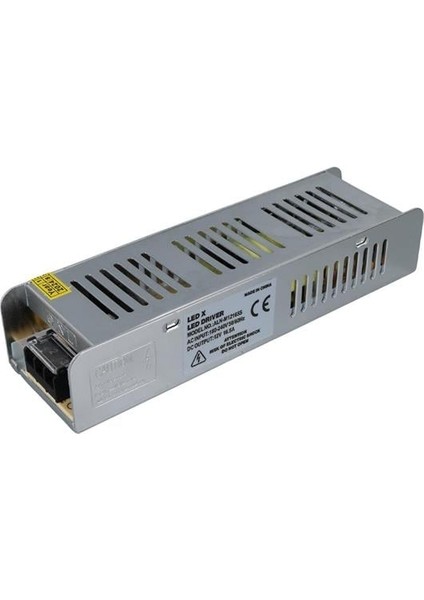 Ledx ALN-M12165S 12 Volt 16.5 Amper 200 Watt Slim Metal Kasa Adaptör 200X60X40MM