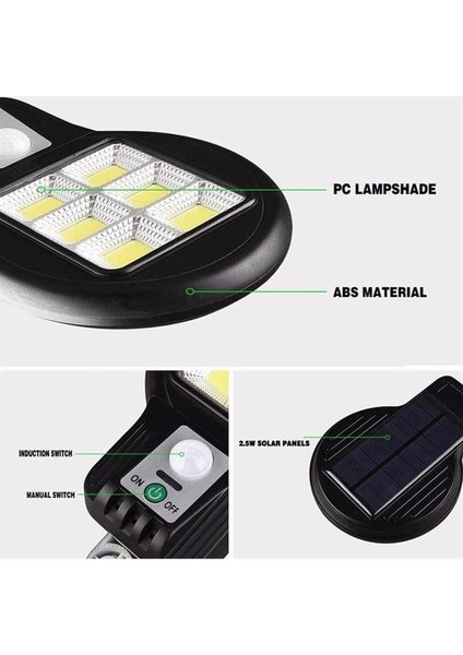 Powermaster CL-182-6 Hareket Sensörlü 48 Cob Ledli Solar Sokak Lambası
