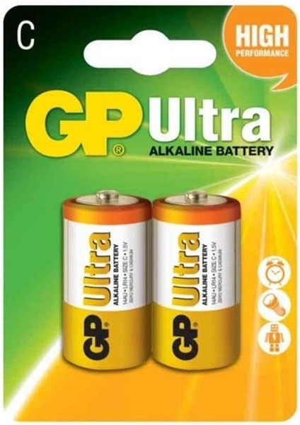 Gp 14AU Ultra Alkalin Orta C Boy 2'li Pil