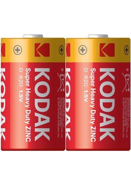 Kodak Super Heavy Duty D Boy (R20) Pil 2'li Paket