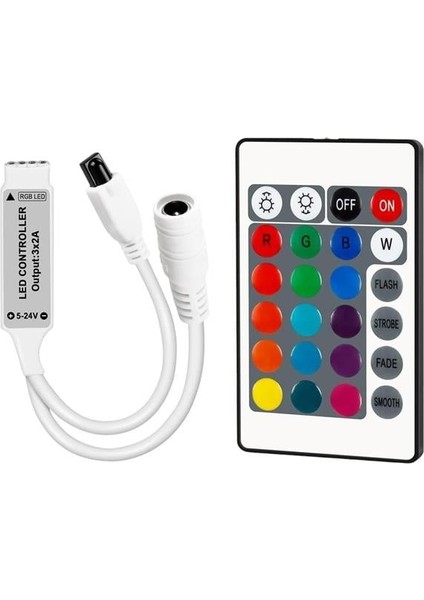 Powermaster 5-12-24 Volt 3x2 Amper Mini 24 Tuşlu LED Rgb Kontrol Cihazı