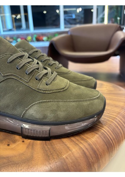 10000 Haki Hakiki Deri Erkek Sneakers - Erkek Spor Ayakkabı fırsatları