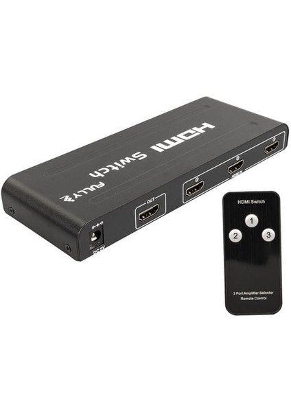 Fully G-538H 3 Giriş 1 Çıkış HDMI Switcher Toplayıcı Metal Kasa Adaptörlü