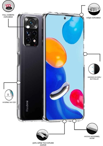 Xiaomi Redmi Note 11 ve 11 S Kılıf Transparent Soft Şeffaf