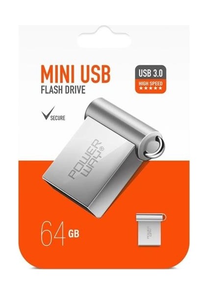 Powerway 64GB USB 3.0 Metal Mini Flash Bellek