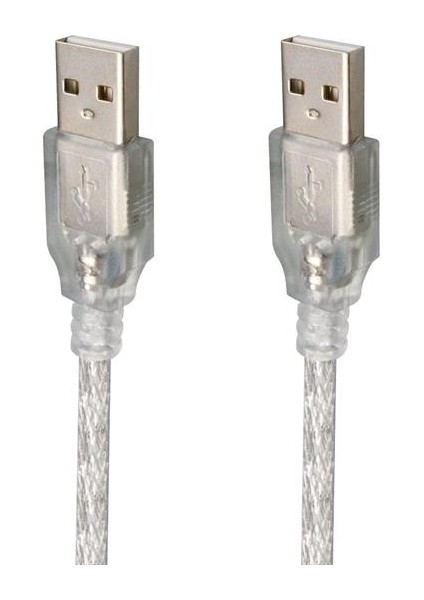 Powermaster 3 Metre USB Erkek-Erkek Kablo Şeffaf