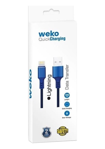 Weko WK-22025 USB To Lightning Örgülü Siyah Telefon Şarj Kablosu