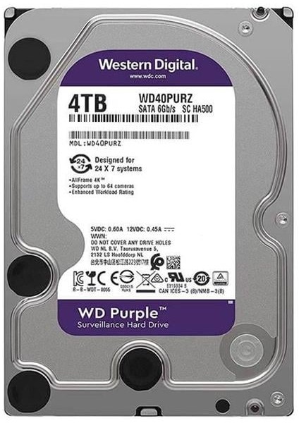 Western Digital Purple WD40PURZ 4 Tb Sata 6gb/s 7/24 Güvenlik Harddisk