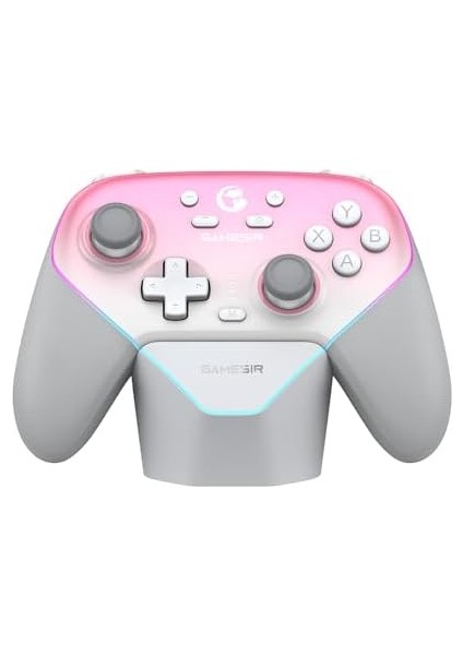 Super Nova Wireless Gaming Controller For Pc/switch/ios/android, Hall Effect Stick & Trigger, Rubberized Grips, Rgb Lighting, Swappable Abxy, Detachable Faceplate, 1000MAH With Charging Dock