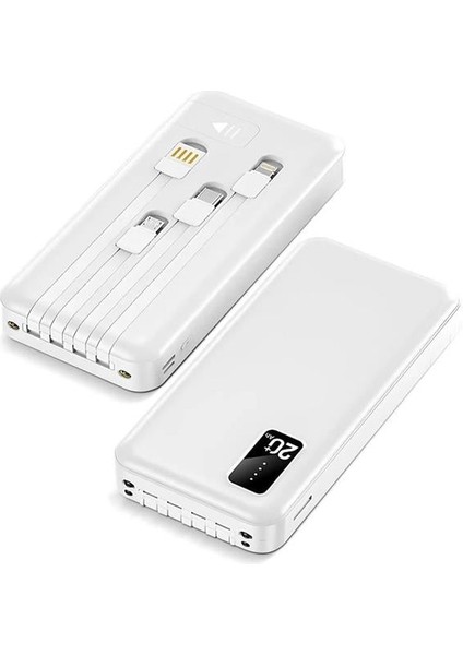 Powerway TX209 20.000MAH Kablolu Dijital Göstergeli Fenerli Powerbank Dahili Telefon Stand (Micro - Type C - Lightning)