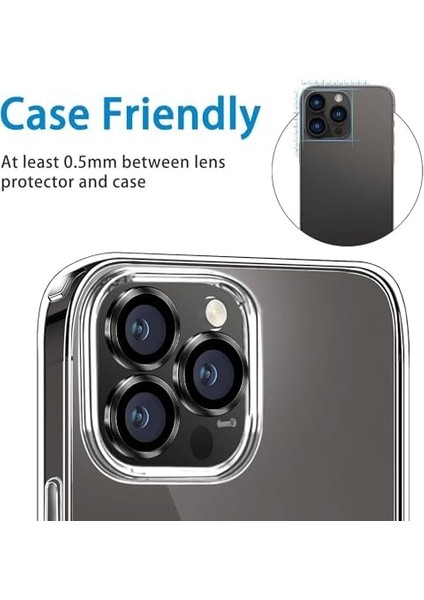 Apple iPhone 14 Pro Max iPhone 14 Pro Için Kamera Lens Koruyucu Kamera Koruyucu Ultra Ince Yüksek Kaliteli Cam Lens Mercek Koruyucu (Siyah)