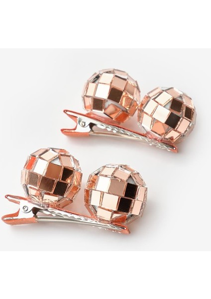 Rose Disko Topu Figürlü Kız Çocuk 2'li Toka Set