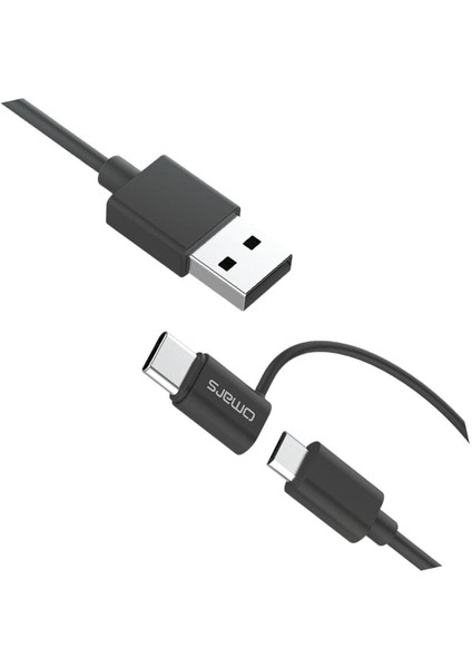 2'si 1 Arada Type-C Micro USB Şarj ve Data Kablosu 1.2 Metre