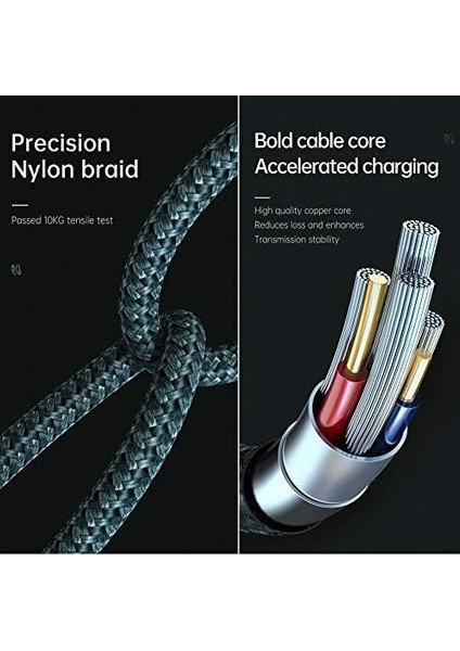 CA-7841 Çift LED Işıklı Lightning Şarj Kablosu 2A 1.2m Yeşil