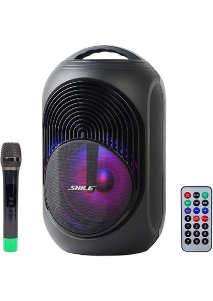 Shile SL2018A El MikrofonluKumandalı Usb/sd/bt Işıklı Taşınabilir Şarjlı Seyyar Anfi
