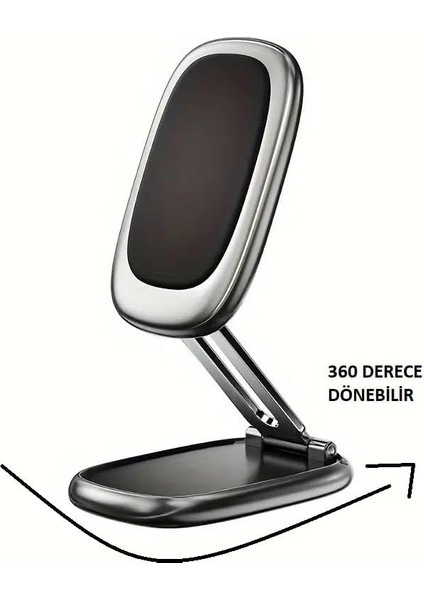 360 Derece Dönebilen Alaşımlı Metal Katlanabilir Mıknatıslı Magnetik Masaüstü ve Araç Içi Cam ve Göğüse Yapışabilen Kutu Içerişindeki Metal Aparatlar Ile Beraber Telefon Tutucusu ve Telefon Standı 033