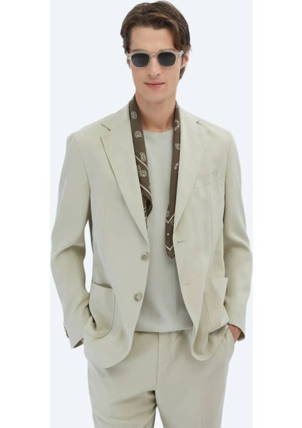 Bej Düz Modern Fit Takım Elbise modelleri