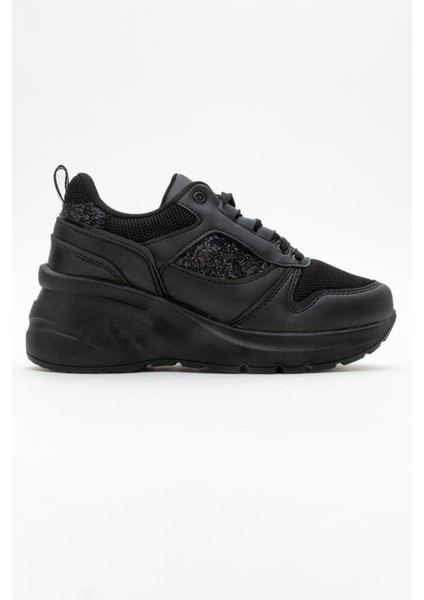 Kadın Anorak Yüksek Taban Simli Spor Ayakkab Siyah fiyatları