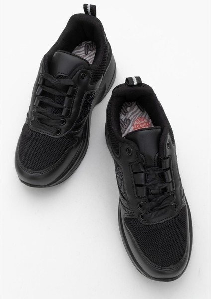 Kadın Anorak Yüksek Taban Simli Spor Ayakkab Siyah indirimleri