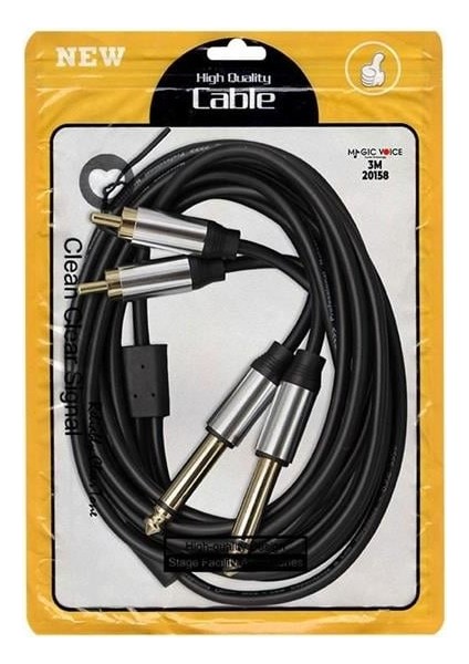 Magicvoice LD398 2x 6.3 mm Mono Erkek - 2x Rca Erkek 3 Metre Kablo