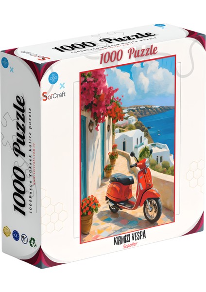 1000 Parça Puzzle Kırmızı Vespa