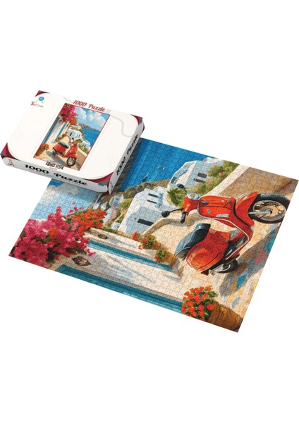 1000 Parça Puzzle Kırmızı Vespa