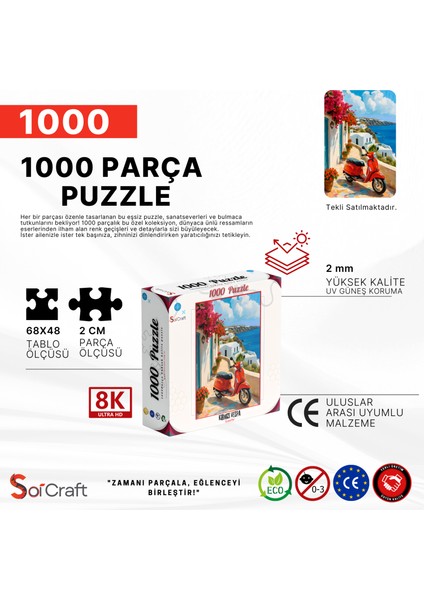 1000 Parça Puzzle Kırmızı Vespa