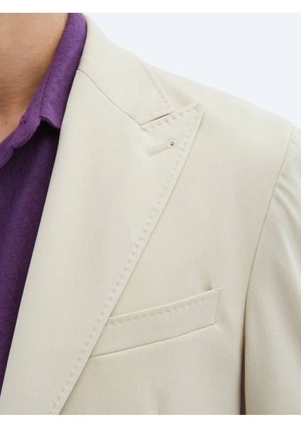 Bej Desenli Modern Fit Ceket