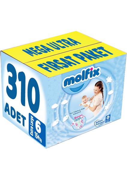 Bebek Bezi Beden: 6 (15+Kg) Extra Large 310 Adet Mega Ultra Fırsat Pk