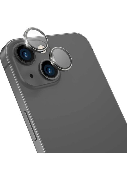 iphone 14/14 Plus Siyah Için Kamera Lens Koruyucu Çizilmez Hd Görüntü Bozmaz Metal Temperli Cam