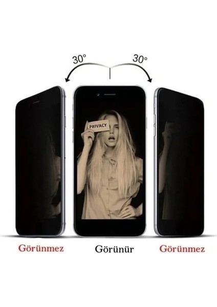 A72 Uyumlu Hayalet 6d Cam Ekran Koruyucu, Samsung A72 Privacy Ekran Koruyucu Kırılmaz