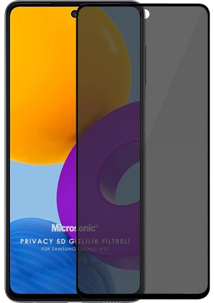 Samsung Galaxy M52 Privacy 5d Gizlilik Filtreli Cam Ekran Koruyucu Siyah