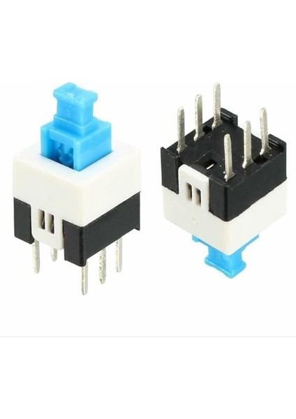 Tactile Push Button On - Off Anahtarlı Switch 7x7 mm 6 Bacaklı Kilitli