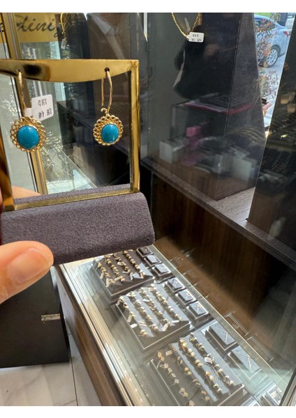 Mavi Boncuk Altın Küpe modelleri