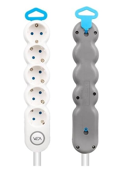 Vea 5'li Kablolu Anahtarlı 1,5 Metre Akım Korumalı Grup Priz VE-2S5S