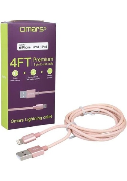 Omars OMLT040RGLPB 5 Volt 2.4 Amper USB To Lightning Şarj Kablosu
