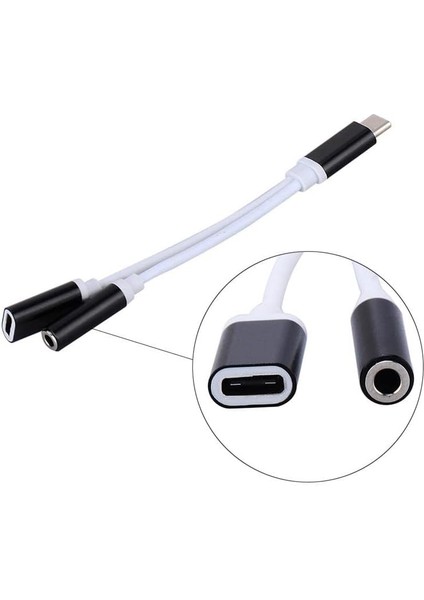 C To 3.5mm Stereo Kulaklık Şarj Çevirici Dönüştürücü Adaptör