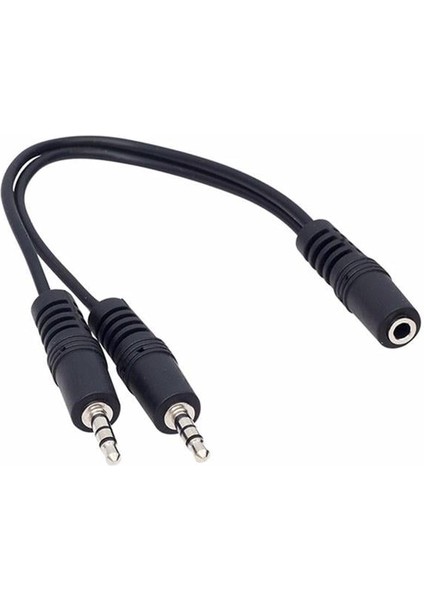 Powermaster 3.5 mm Stereo Dişi-2x3.5 mm Stereo Erkek 20 cm Y Kablo