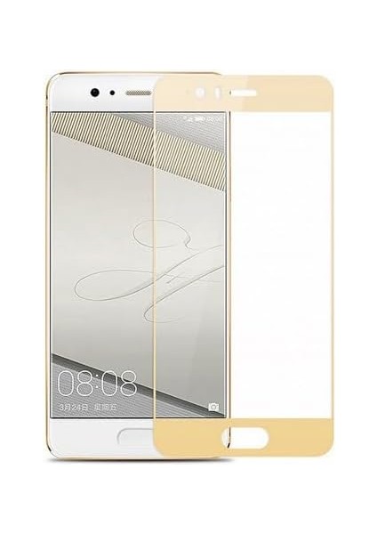 Huawei P10 Plus Uyumlu Full Kaplayan Temperli 5d Ekran Koruyucu Cam (Gold)