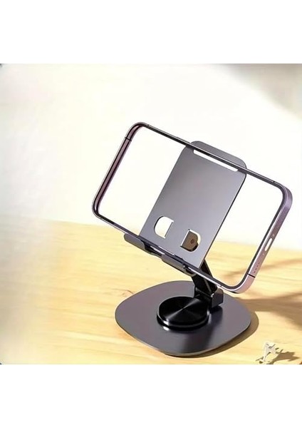 Metal Alüminyum 360 Derece Dönebilen Yk Design Masa Üstü Telefon Tutucu, Yüksekliği Ayarlanabilir, Profosyonel Kullanıma Uygun, Darbelere Dayanıklı, Tüm Telefonlara Uyumludur