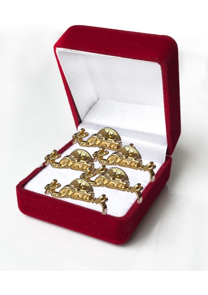 Atatürk Imzalı Yaka Rozeti (Gold) Şık Kutulu 5'li