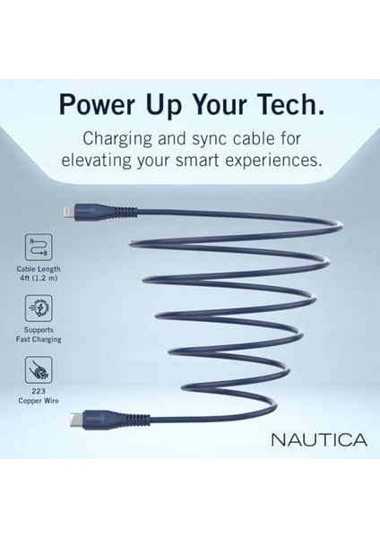 USB C - Lightning Kablosu, Tip C - Yıldırım Kablosu, USB C Şarj Cihazı, Mfi Onaylı, Hızlı Şarj Cihazı, iPhone 13/12 Pro Max/11/x/xs/xr, Ipad, Airpod, 4 Ft. (Lacivert) Için Şarj Kablosu
