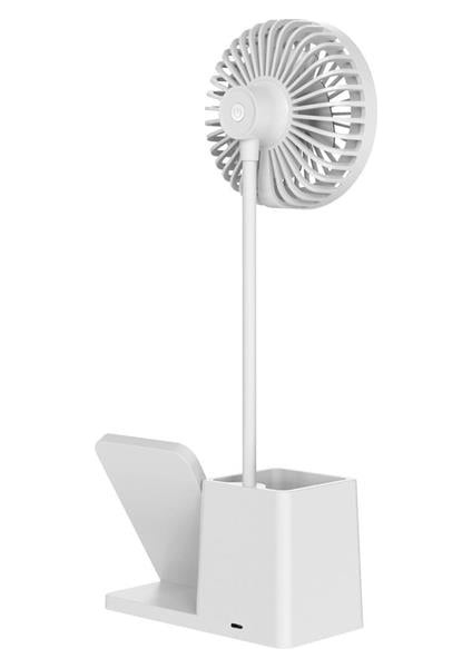 S-Link SL-M9055 10 Watt Kablosuz Şarj Istasyonlu Fanlı Kalemlikli Masa Lambası (Beyaz)