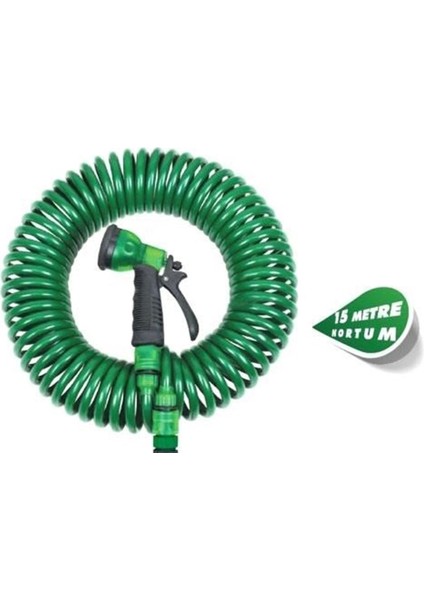 30 Metre Spiral Hortum + 4 Fonksiyonlu Özel Sulama Tabancası