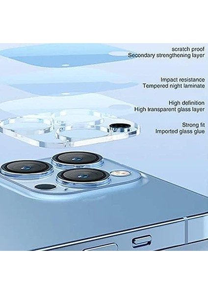 Iphone 14 Pro Max Ile Uyumlu Lens Koruyucu Temperli Darbe ve Çiziklere Dayanıklı Tam Uyumlu Ergonomik Tasarım 9h Glass Mpl-09 Kamera Koruyucu Şefaff