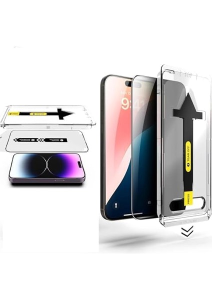 iPhone 16 Pro Max Aparatlı Ekran Koruyucu Otomatik Kurulumlu Toz Engelleyici Baloncuk Bırakmaz iphone 16 Pro Max Premium Ekran Koruyucu Jelatin Değil Camdır En Net Görüntü